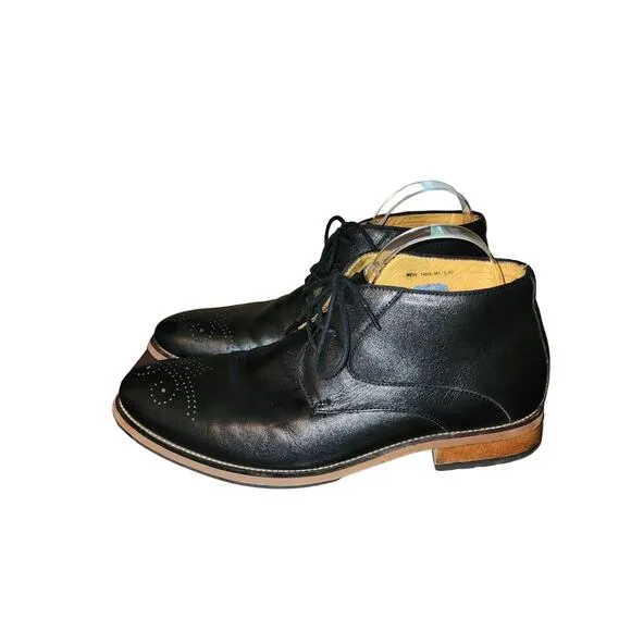 Florsheim Mens Dz 9.5D 14202 Black Soft Perforated Leather Chukka Boots Career