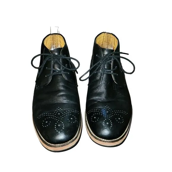 Florsheim Mens Dz 9.5D 14202 Black Soft Perforated Leather Chukka Boots Career