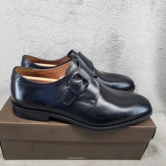 Florsheim Shoes Mens Size 8 3E Black Leather Belfast PT Monk Strap *NWT*