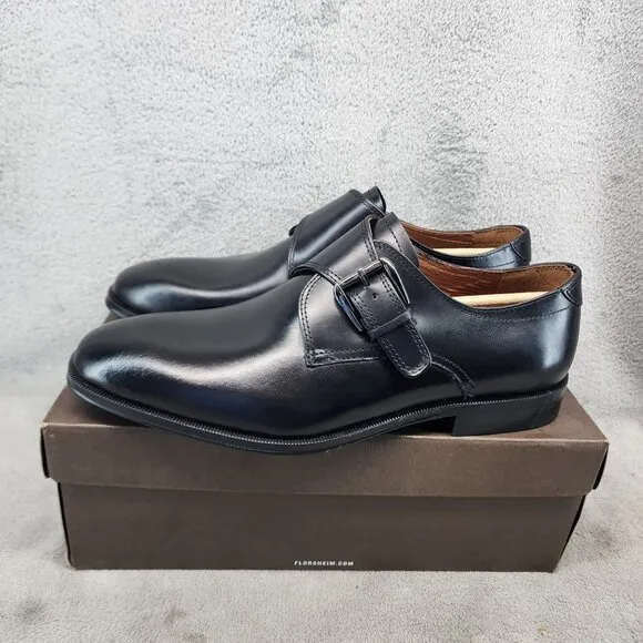 Florsheim Shoes Mens Size 8 3E Black Leather Belfast PT Monk Strap *NWT*