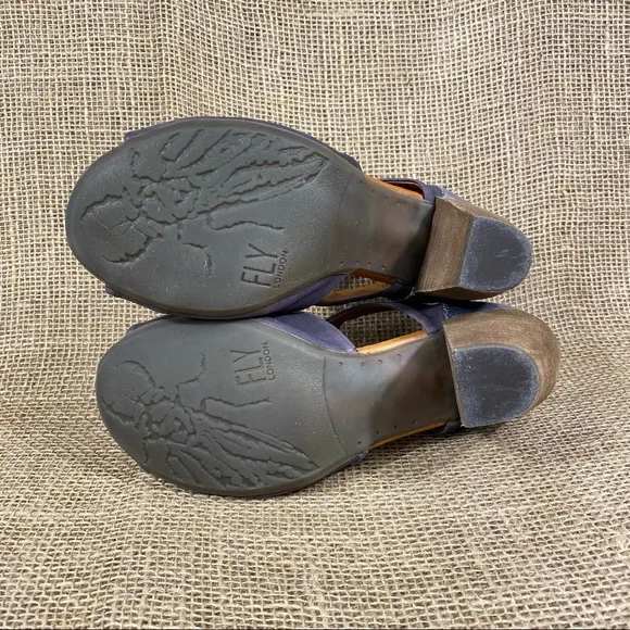 Fly London sandals heel ankle strap leather size 6.5-7
