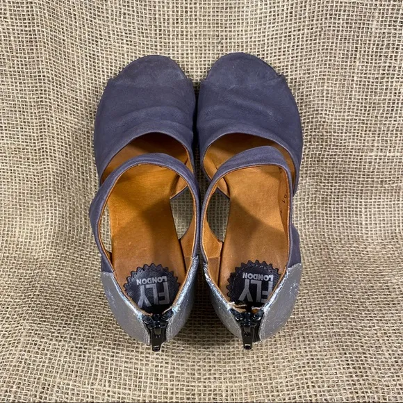 Fly London sandals heel ankle strap leather size 6.5-7