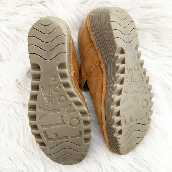 FLY LONDON | Wedge Caramel Tan Robi Adjustable Mary Jane Strap | 39, 8.5