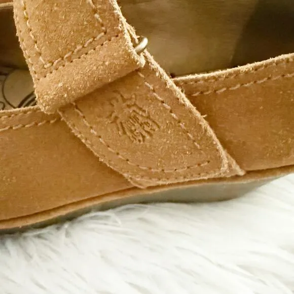 FLY LONDON | Wedge Caramel Tan Robi Adjustable Mary Jane Strap | 39, 8.5