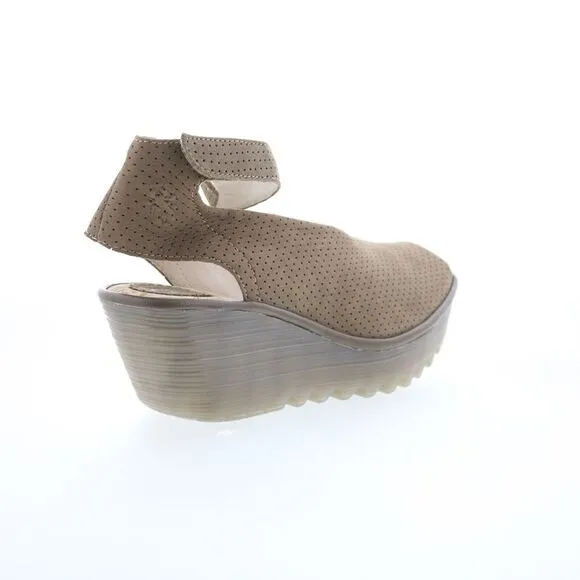 Fly London Womens Yala Perf Wide Brown Shoes (NWT)