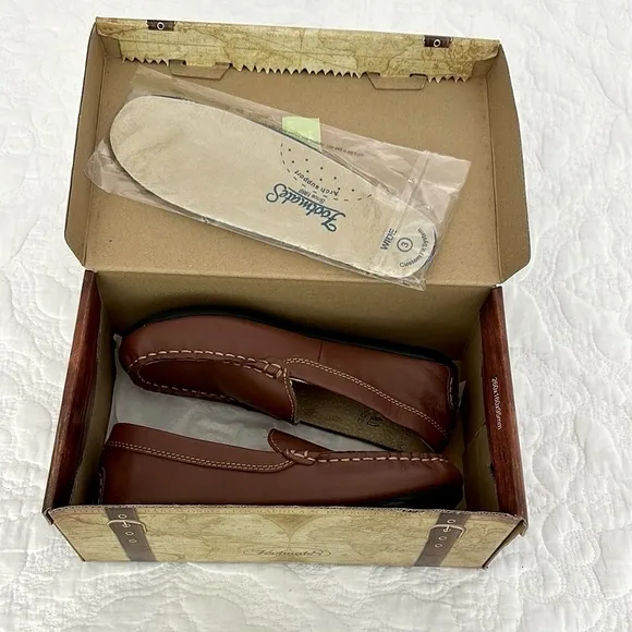 Footmates Boys Brooklyn Loafers Slip On Shoes Size 3 Cognac Brown Leather