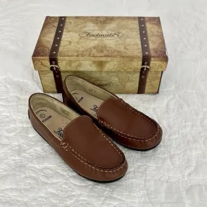 Footmates Boys Brooklyn Loafers Slip On Shoes Size 3 Cognac Brown Leather