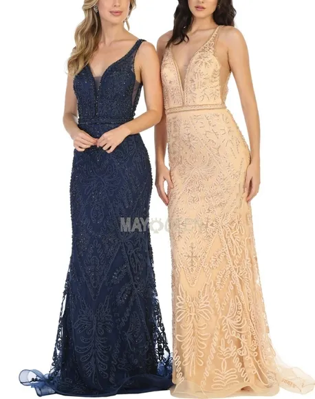 Formal dress, navy blue or champagne gold
