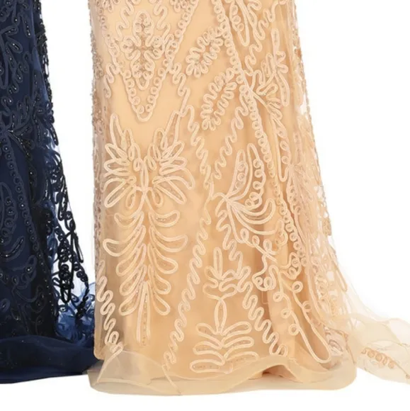 Formal dress, navy blue or champagne gold