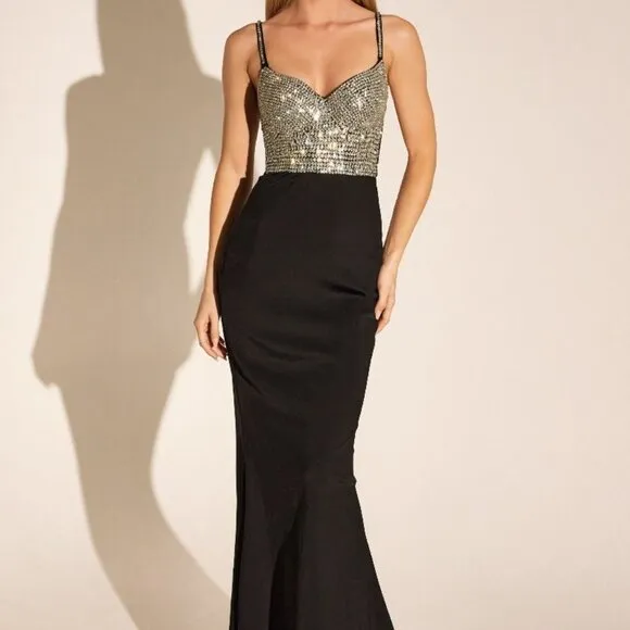 Formal dress.prom,homecoming beaded fitted bridesmaid semi open back evening