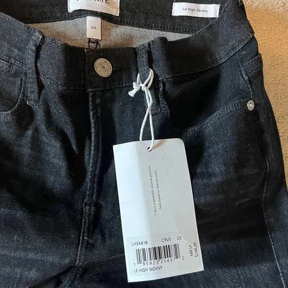 Frame Le Shape High Rise Skinny Black Denim Jeans Size 26 NWT