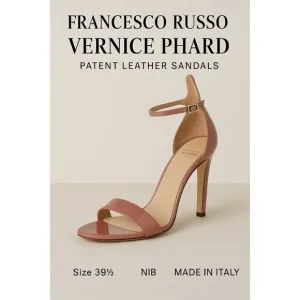 Francesco Russo Vernice Phard Pink Patent Leather Sandals 39.5 NIB Made in Italy