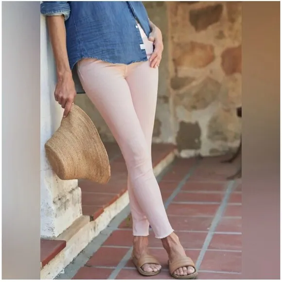 Frank And Eileen Pink Sligo Jeans Raw Hem Crop Size 28