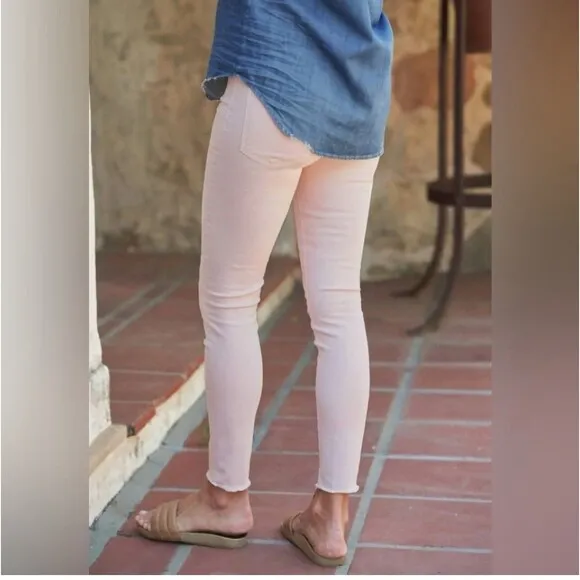 Frank And Eileen Pink Sligo Jeans Raw Hem Crop Size 28