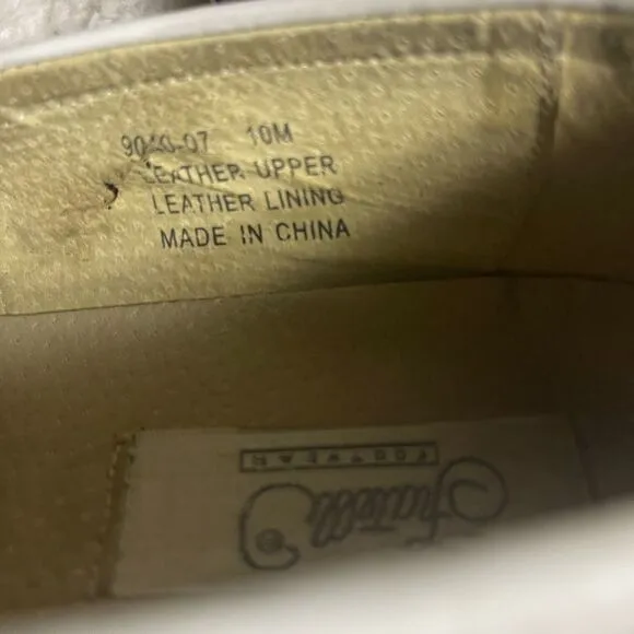 Fratelli White Perforated Leather Gold tone accent Italian Stripe Shoes SZ10M
