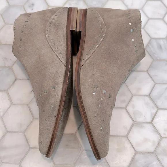 Free People Aquarian Distressed Ankle Boot Taupe Leather Flat Booties Women’s 8