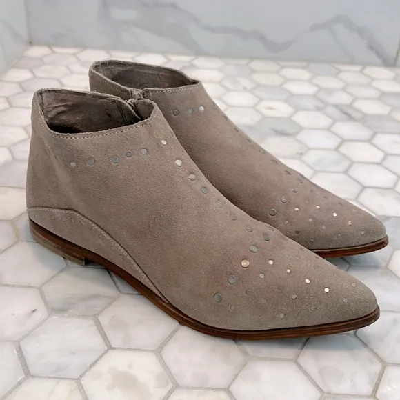 Free People Aquarian Distressed Ankle Boot Taupe Leather Flat Booties Women’s 8