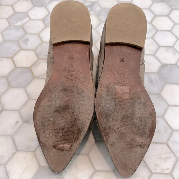 Free People Aquarian Distressed Ankle Boot Taupe Leather Flat Booties Women’s 8