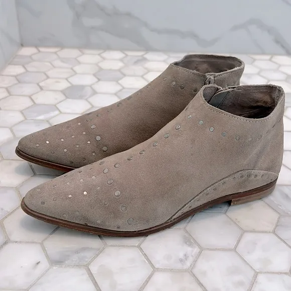 Free People Aquarian Distressed Ankle Boot Taupe Leather Flat Booties Women’s 8
