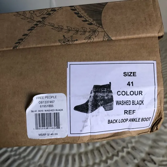 Free People Back Loop Ankle Boots Women's 41 Washed Black