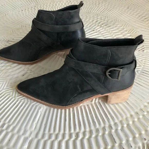 Free People Back Loop Ankle Boots Women's 41 Washed Black