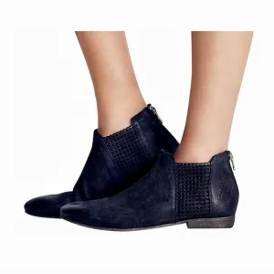 Free People | Black Low Top Flat Boots, 9.5