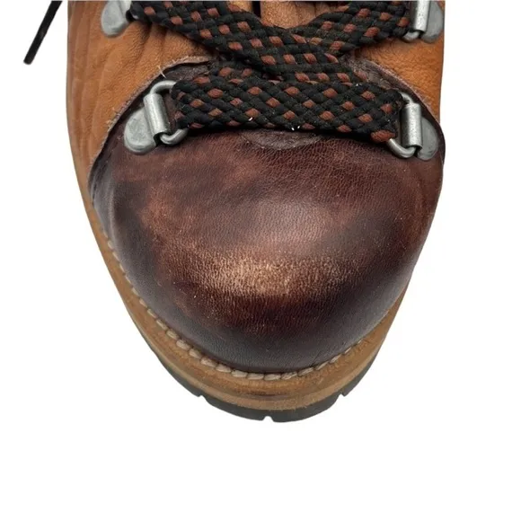 Free People Breakwater Tan Brown Leather Shearling Hiker Boots Women's Sz 38 / 7