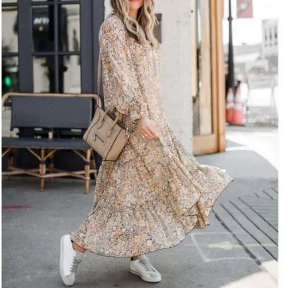 FREE PEOPLE Feeling Groovy Boho Western Peasant Prarie Cottage Maxi Medium