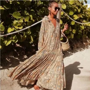 FREE PEOPLE Feeling Groovy Boho Western Peasant Prarie Cottage Maxi Medium