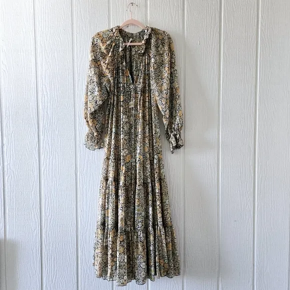 FREE PEOPLE Feeling Groovy Boho Western Peasant Prarie Cottage Maxi Medium