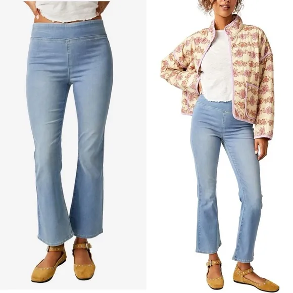 🌻🆕FREE PEOPLE IN MY FEELINGS CROPPED SLIM FLARE JEANS-SIZE SMALL (4-6)
