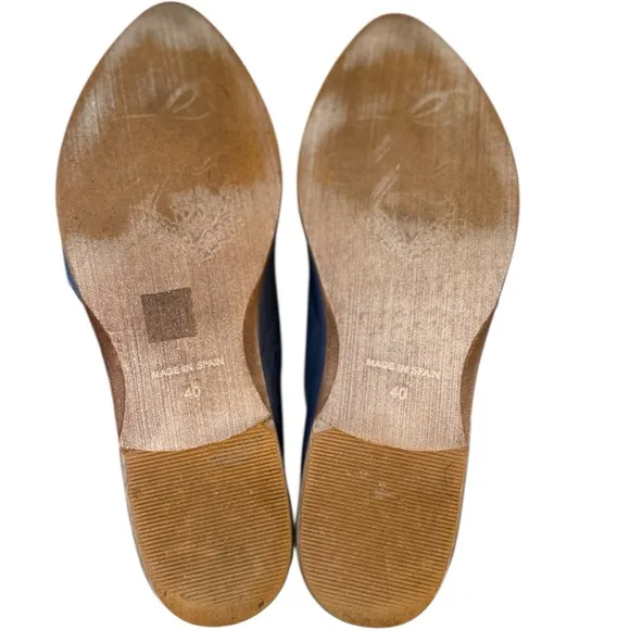 Free People Indigo Blue Royale Distressed Leather Slip On Booties Flat Shoes