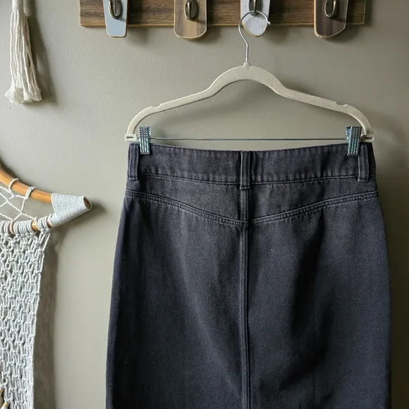 Free People Madison Denim Midi Skirt Washed Black Nwot