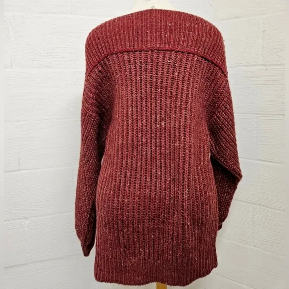 Free People New Dream Spillover Sweater in Wine Size Medium NWT