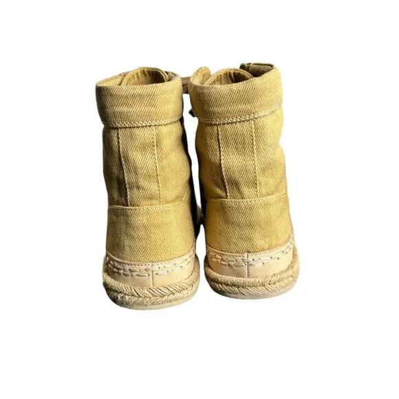 Free People NWT Menorca Lace Up Boots Size 8 Tan Canvas Espadrille Comfort