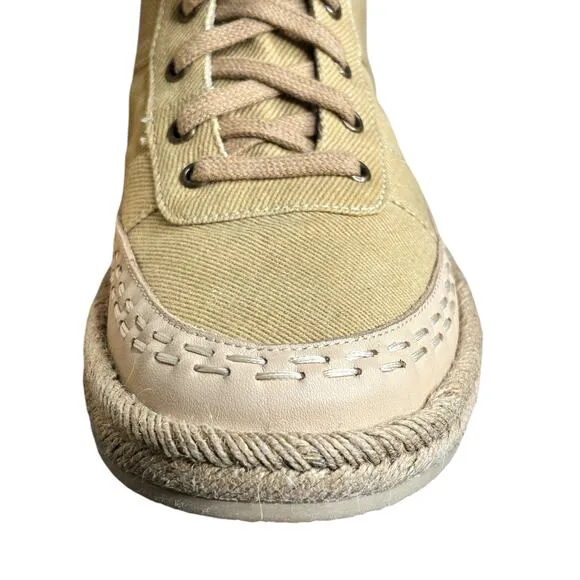 Free People NWT Menorca Lace Up Boots Size 8 Tan Canvas Espadrille Comfort