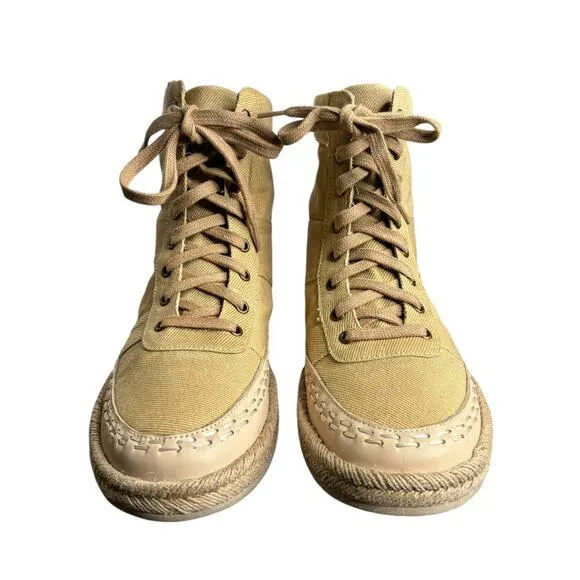 Free People NWT Menorca Lace Up Boots Size 8 Tan Canvas Espadrille Comfort