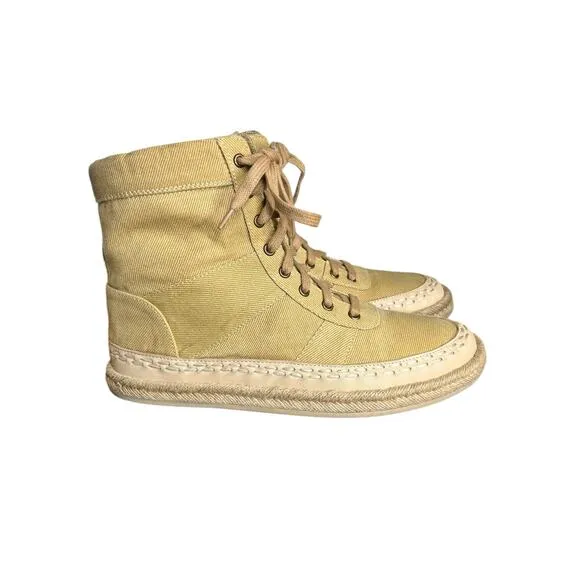 Free People NWT Menorca Lace Up Boots Size 8 Tan Canvas Espadrille Comfort