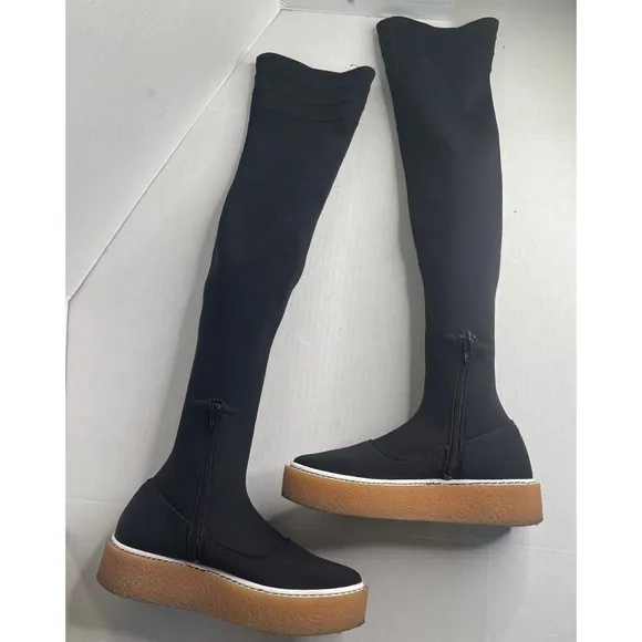 Free People Outer Limits thigh-high over-the-knee black stretch boots