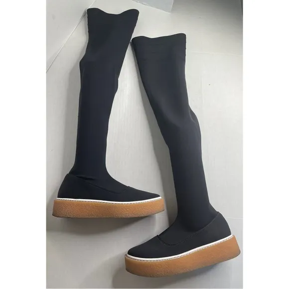 Free People Outer Limits thigh-high over-the-knee black stretch boots