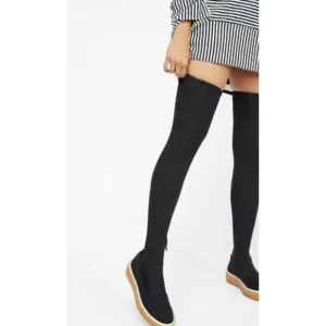 Free People Outer Limits thigh-high over-the-knee black stretch boots