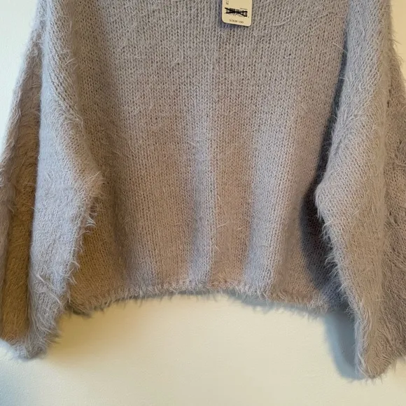 Free People Purple Flurry Violet Frost Oversized Crew Neck Sweater Size Med NWT