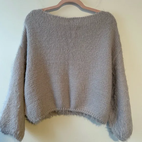 Free People Purple Flurry Violet Frost Oversized Crew Neck Sweater Size Med NWT