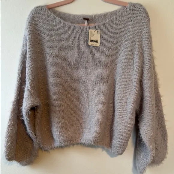 Free People Purple Flurry Violet Frost Oversized Crew Neck Sweater Size Med NWT