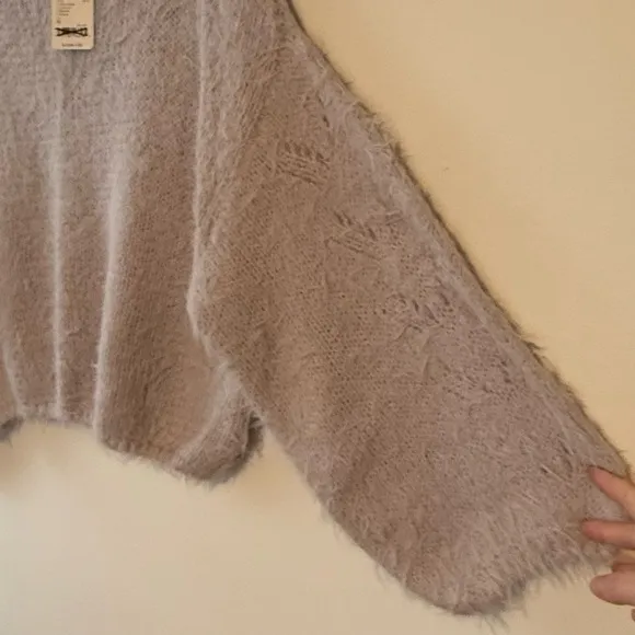 Free People Purple Flurry Violet Frost Oversized Crew Neck Sweater Size Med NWT