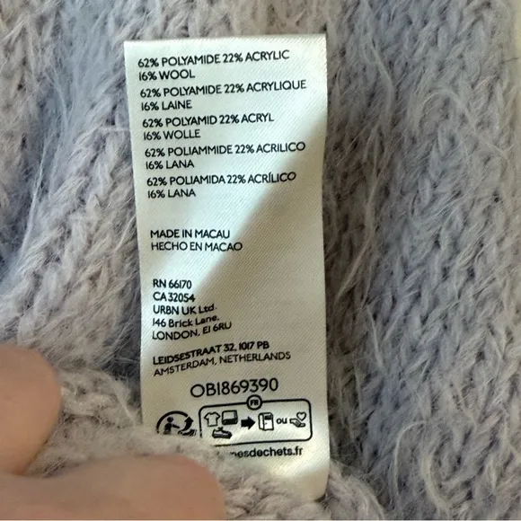 Free People Purple Flurry Violet Frost Oversized Crew Neck Sweater Size Med NWT
