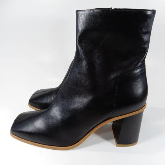 FREE PEOPLE Sienna Square Toe Ankle BOOTS Size 40 9.5 10 Black Leather NEW $198