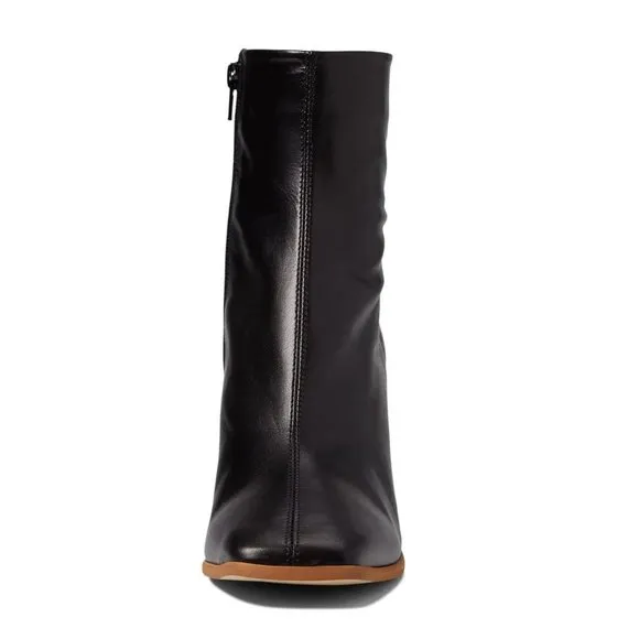 FREE PEOPLE Sienna Square Toe Ankle BOOTS Size 40 9.5 10 Black Leather NEW $198