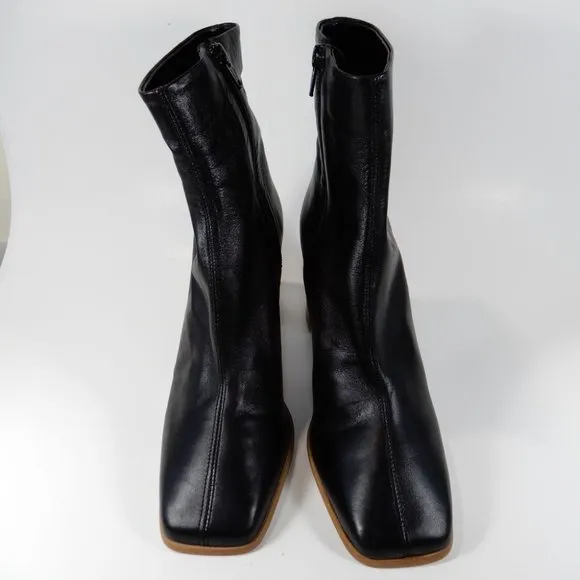 FREE PEOPLE Sienna Square Toe Ankle BOOTS Size 40 9.5 10 Black Leather NEW $198