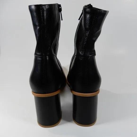 FREE PEOPLE Sienna Square Toe Ankle BOOTS Size 40 9.5 10 Black Leather NEW $198